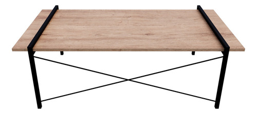 Mesa De Centro Para Sala Portofino Metal Y Madera Color Marrón claro