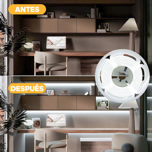 10m Tira Luz Led Cob Flex Interiors Regulador 320leds/m Luz Blanco Frío