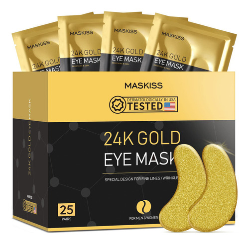 Maskiss 25 Pares De Parches De Oro De 24 Quilates Para Ojos