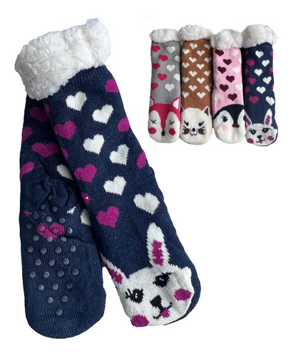 Pantumedias Térmicas Corderito Peluche Antideslizantes Dama