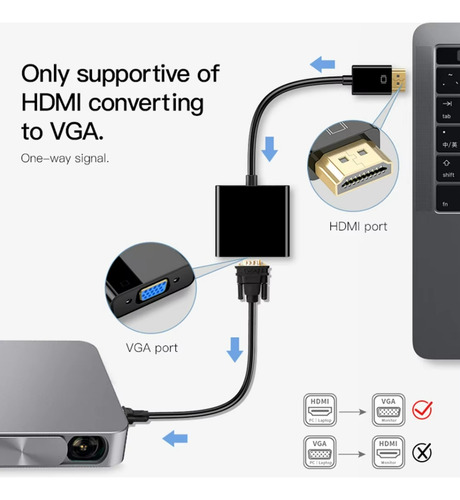 Adaptador Conversor Convertidor Hdmi Macho A Vga Hembra