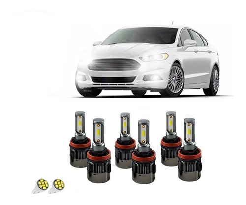 Kit Super Led Alto Baixo Milha Ford Fusion Com Canceller