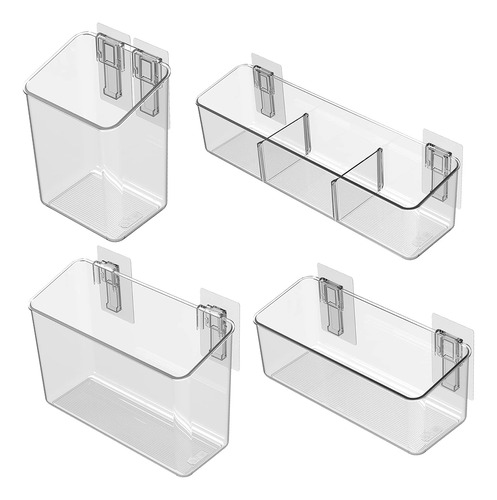 4 Pack Plastic Over Cabinet Door Organizer, Adhesive Mo...