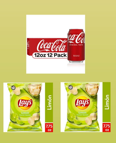 2 Sabritas Lay's Sabor Limón + 12 Pack Coca Cola