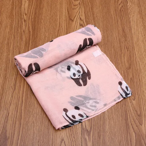 Zx Bufanda Casual De Gasa Rosa Con Diseño De Panda For Mujer