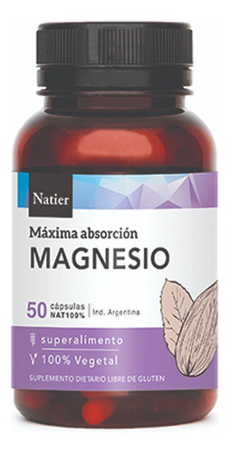 Citrato Magnesio Cápsulas Natier Vitaminas X50 Apto Vegano