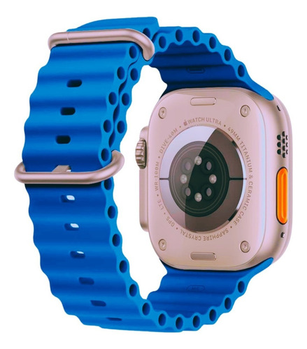 Pulseira Oceano Silicone Respirável Para Apple Watch 49mm Cor Azul Largura 22 Cm