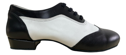Zapato Tap Acordonado Combinado C/chapas - Danza - Cuero100%