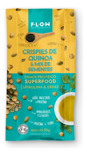 Kit 6x: Crispies Quinoa/sementes C/ Spirulina/ervas Flow 25g