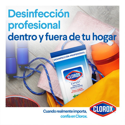 Imagen 2 de 6 de Toallitas Desinfectantes Clorox Expert Flowpack 60un