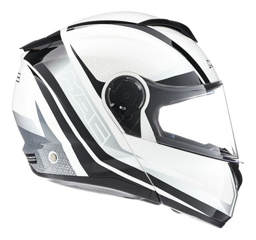 Imagen 2 de 9 de Casco Moto Rebatible Mac 908 Rock Stroke Blanco Gris Negro