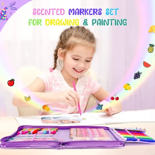 Mermaid Art Craft Kit For Kids, 56 Piece Set With Pencil ...
