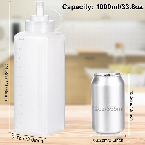 Botellas De Condimento Squeeze Squirt De Plástico De 1000 Ml