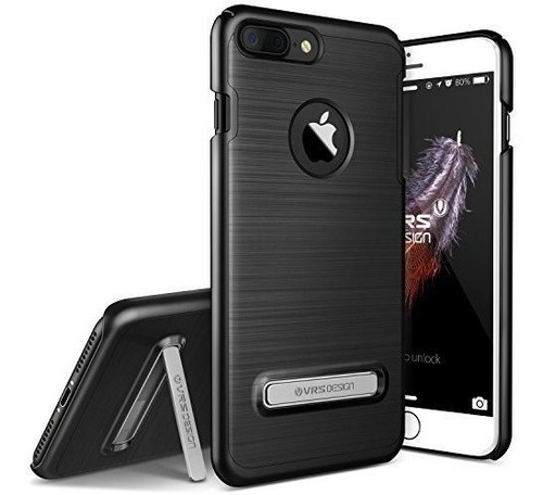 Funda Para iPhone 7 Plus Negro Slim Fit Stand De Metal Pc 