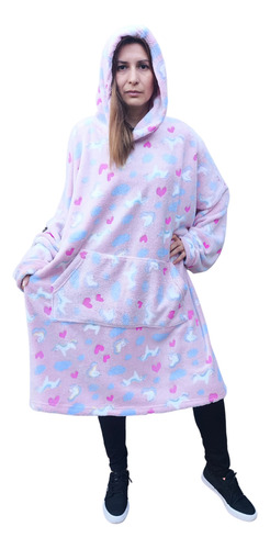 Maxi Buzo Manta Canguro Capucha Oversize Peluche Canguro