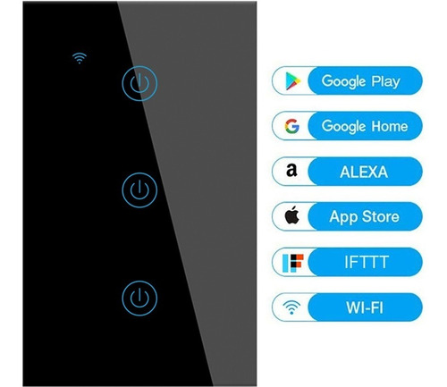 Apagador Interruptor Inteligente Touch 3 Wifi Timer Switch