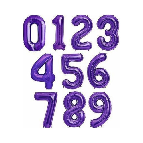  Globos Numeros Metalizados Violeta De 80 Cm 