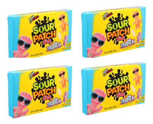 Pack 4 Gomitas Sour Patch Kids Tropical 99g C/u Usa