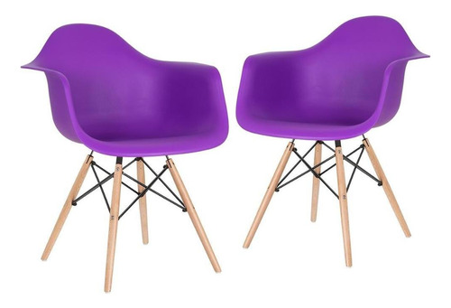 2 Cadeiras Charles Eames Daw  Com Braços  Cores Estrutura da cadeira Roxo