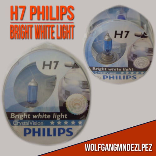 H7 Crystal Vision 12v 55w Base Px26d Luz Blanca De Phillips.