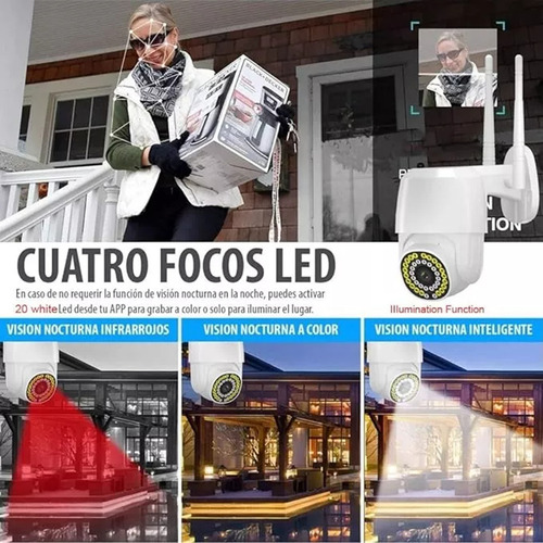 Moreka® 4pcs 2mp Cámara De Seguridad Exteriores Wifi Hd 1080p Videovigilancia Por Teléfono Móvil, Visión Nocturna, Funciones A Prueba De Agua Y Led Alarma, Wifi Doble Frecuencia, Con 26 Led