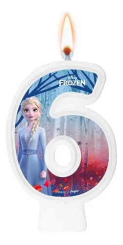 Vela Aniversário Festa Frozen 2 Numeral - Número 6 - 01 Unid
