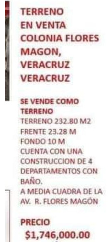 Terreno En Venta Col. Ricardo Flores Magón