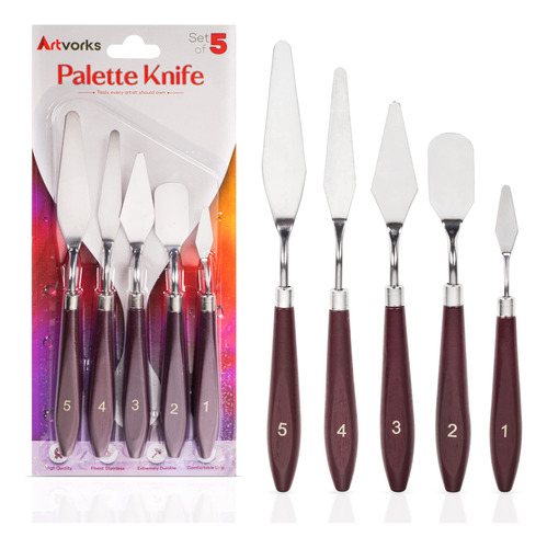 Artvorks Cuchillo De Paleta  5 Cuchillos De Acero Inoxidabl