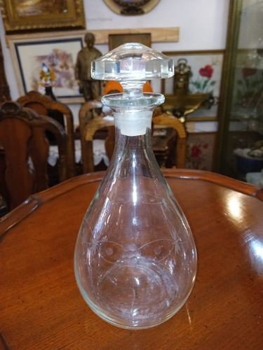 Antiguo Botellon Licorera Vidrio Impecable Con Tapon N281