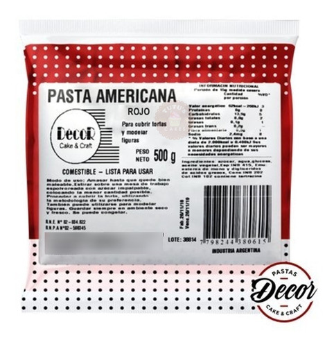 Pasta Americana Decor Para Cubrir Color Rojo 500g Reposteria