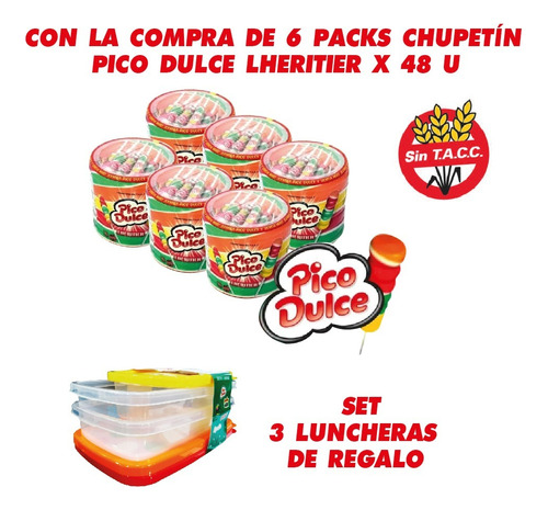 Chupetín Pico Dulce Lheritier X 48u - Pack X 6 - Con Regalo!