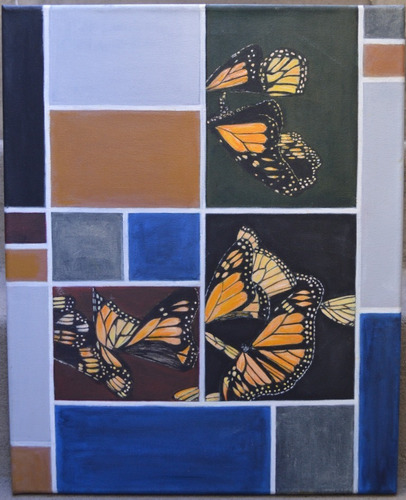 Monarcas 1 Acrílico Sobre Tela 40x50 (cm) Pintura Mariposas