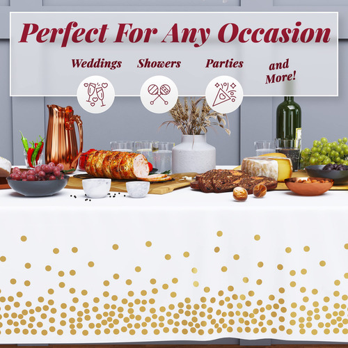 Mantel Desechable Dorado Y Blanco 137 X 274 Cm Pack 4