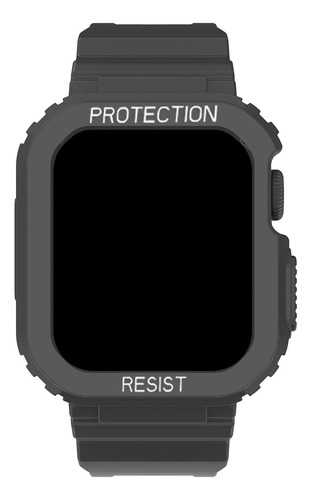 Pulseira Capa Armadura Tpu Para Apple Watch 45mm Series 8 Cor Preto Fosco