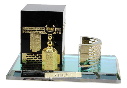 Coleccionable Musulmán Cristal Dorado Kaaba Miniatura