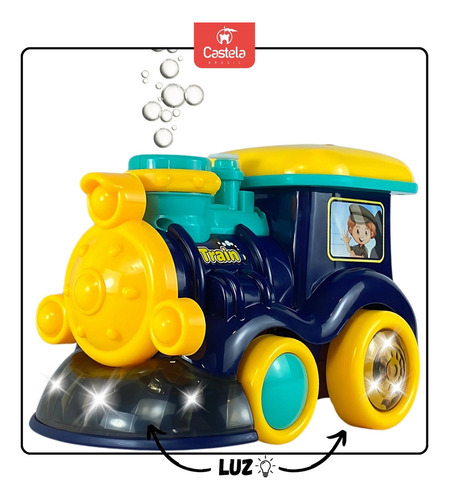 Trenzinho Azul Solta Bolhas Infantil Com Som E Luz - Castela