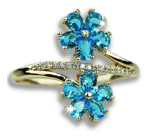 Imagen 4 de 10 de Anillos Compromiso Oro 18k Mujer Dama Flor Exquisita Moderna