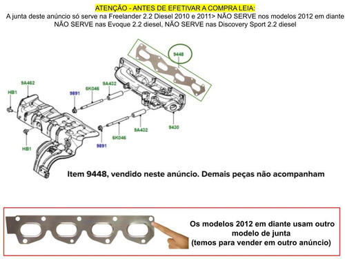Junta Coletor Escape Freelander 2 Motor 2.2 Diesel