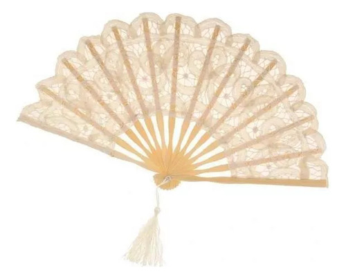10 X Abanico Retro De Baile De Mano Plegable De Encaje De
