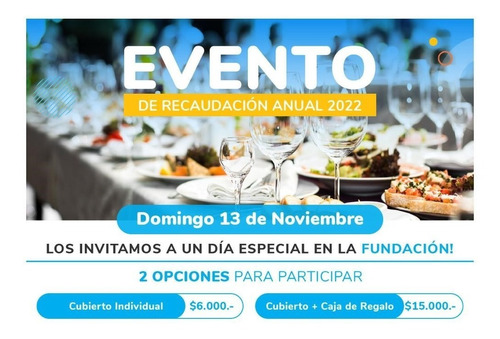 Evento A Beneficio: Cubierto Para Menores De 12 Años