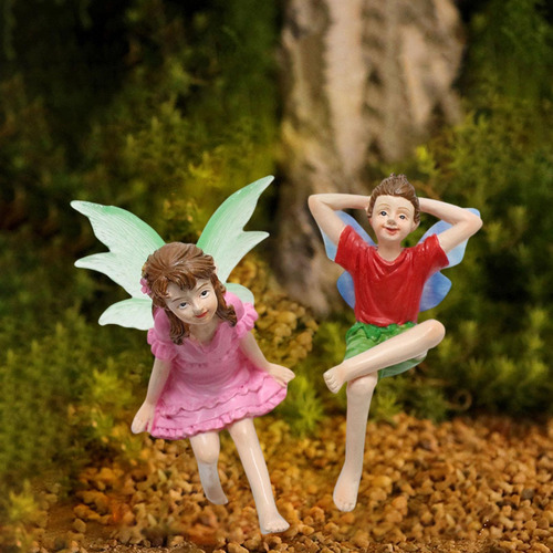 2 Piezas Mini Estatuas De Jardín De Hadas Figuras De Hadas