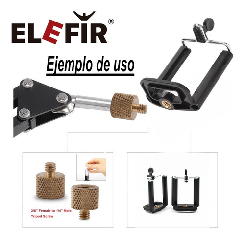 Imagen 7 de 9 de Tornillo Adaptador 1/4 A 3/8 Rosca Tripode Brazo Camara
