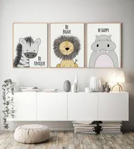 Comprar Cuadros Infantiles Nordicos Animalitos Set 3 De 30x40 Selva1