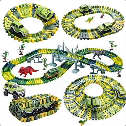 Hot Pista De Corrida Com Dinossauros E Carros Trilha 192pçs