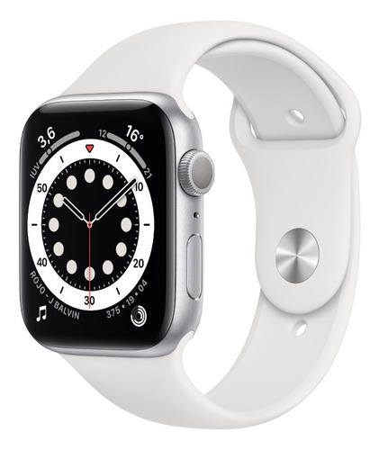 Apple Watch  Series 6 (GPS) - Caja de aluminio plata de 44 mm - Correa deportiva blanco