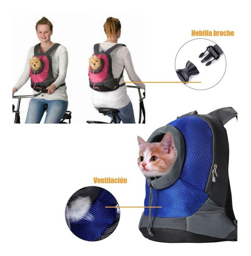 Imagen 3 de 10 de Mochila Bolso Transportador Mascotas Perro Gato Modelo S