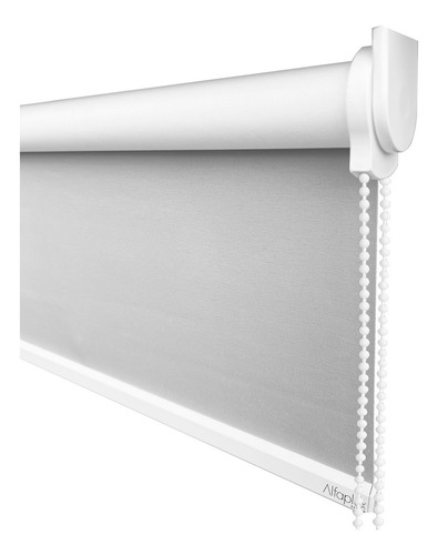 Cortina Rolo Blackout Medida L 1,80 X A 1,50 Blecaute Roller Cor Tóquio 004 - Cinza Com Acabamento Branco