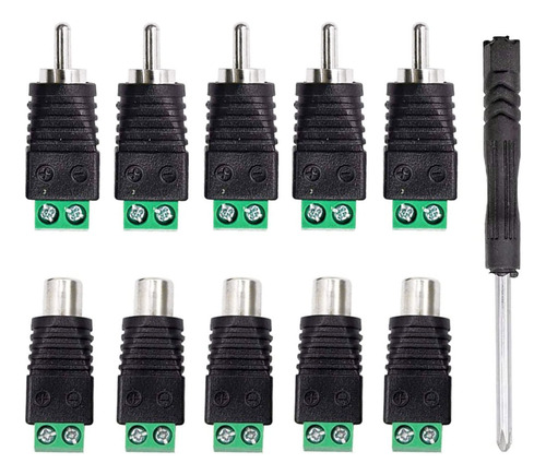 Taiss 10 Adaptador Audio Para Cable Rca Terminal Tornillo Av