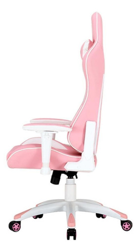 Imagen 4 de 6 de Silla de escritorio Meetion CHR16 MT-CHR16 gamer ergonómica rosa y blanca con tapizado de cuero sintético