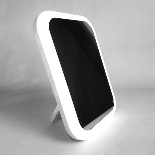Espejo Rectangular Maquillaje Make Up Luz Led Usb Pilas Bz3 Marco Blanco Rj2417